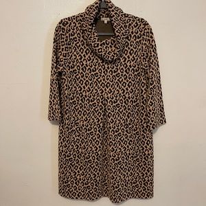 Tyler Boe Dress Medium Cheetah Animal Print Cowl Neck Dress Pockets FALL Season
